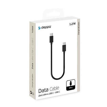 Дата-кабель USB-C - USB-C, 3A, 1.2м, черный, Deppa 72302
